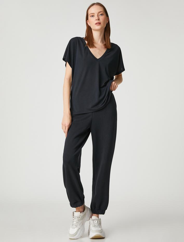  V Yaka T-Shirt Modal Karışımlı