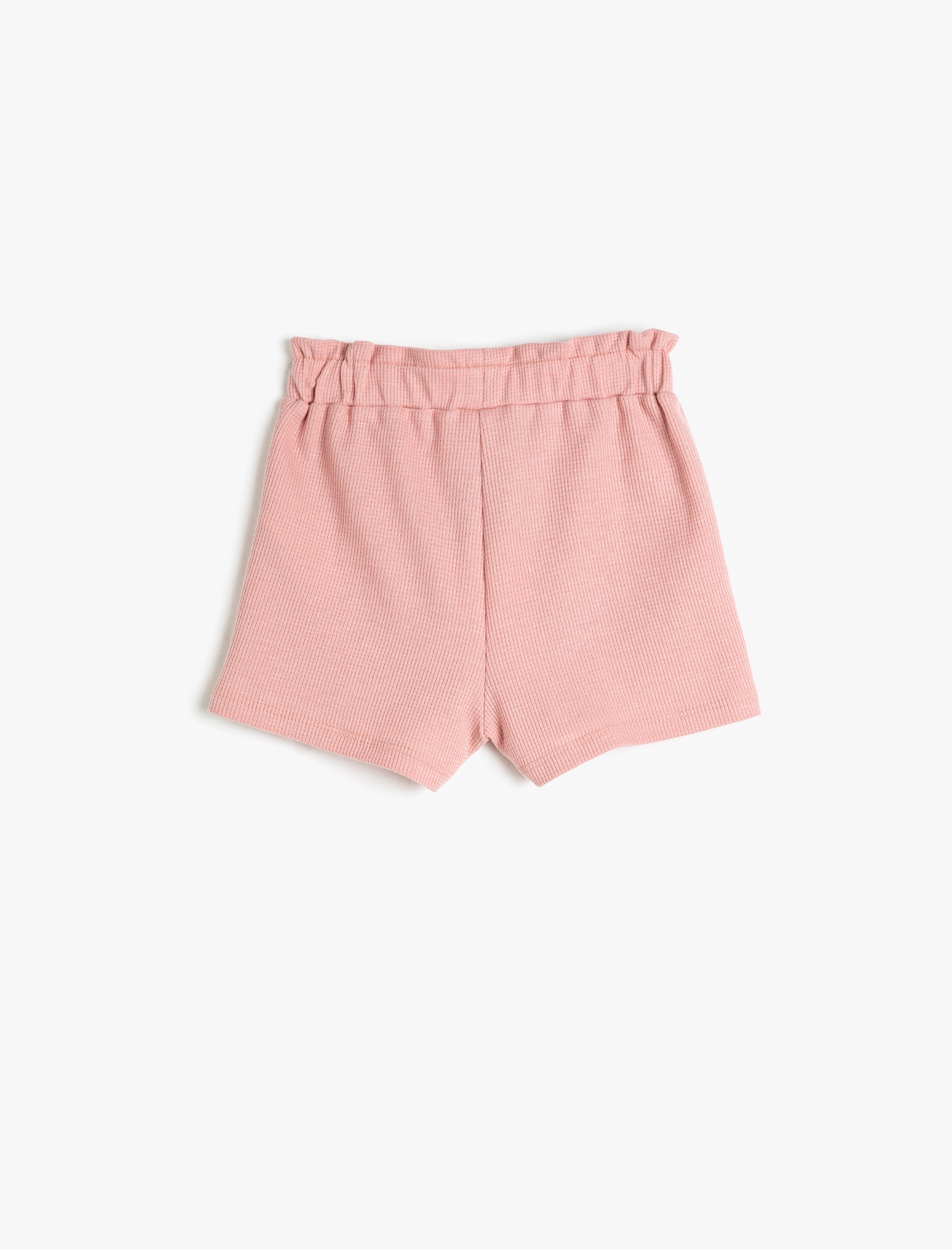  Kız Bebek Şort Beli Lastikli Dokulu Etiket Detaylı Pamuklu