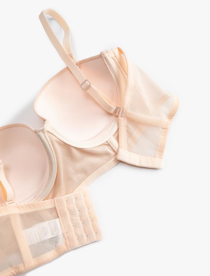  Bridal Bralet Sütyen Taşlı Balenli Kaplı Dolgusuz