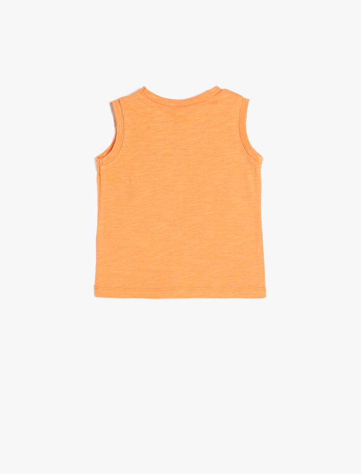 Erkek Bebek Atlet Pamuklu Kolsuz Bisiklet Yaka Baskılı