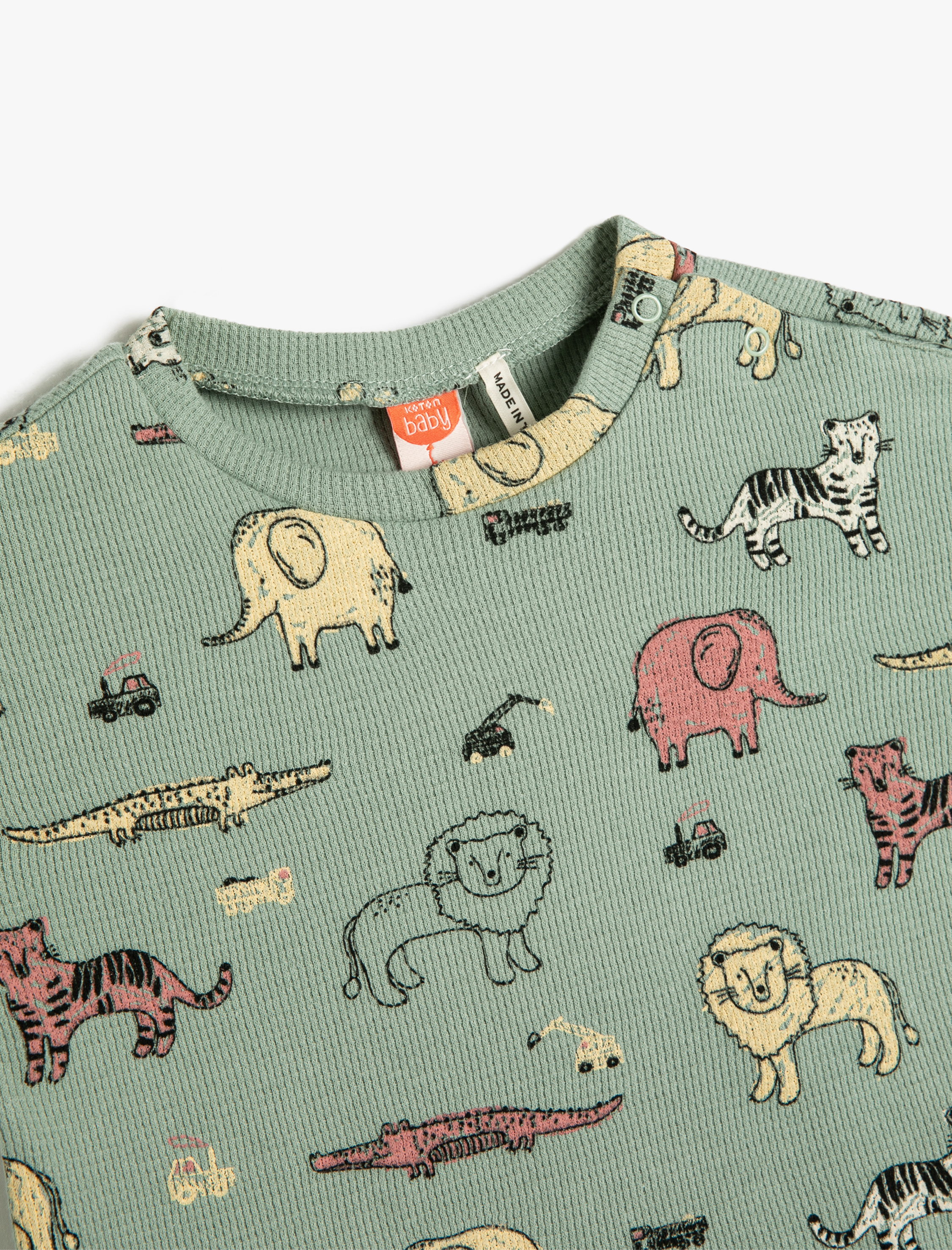 Erkek Bebek Tişört Kısa Kollu Bisiklet Yaka Dokulu Baskılı Pamuklu