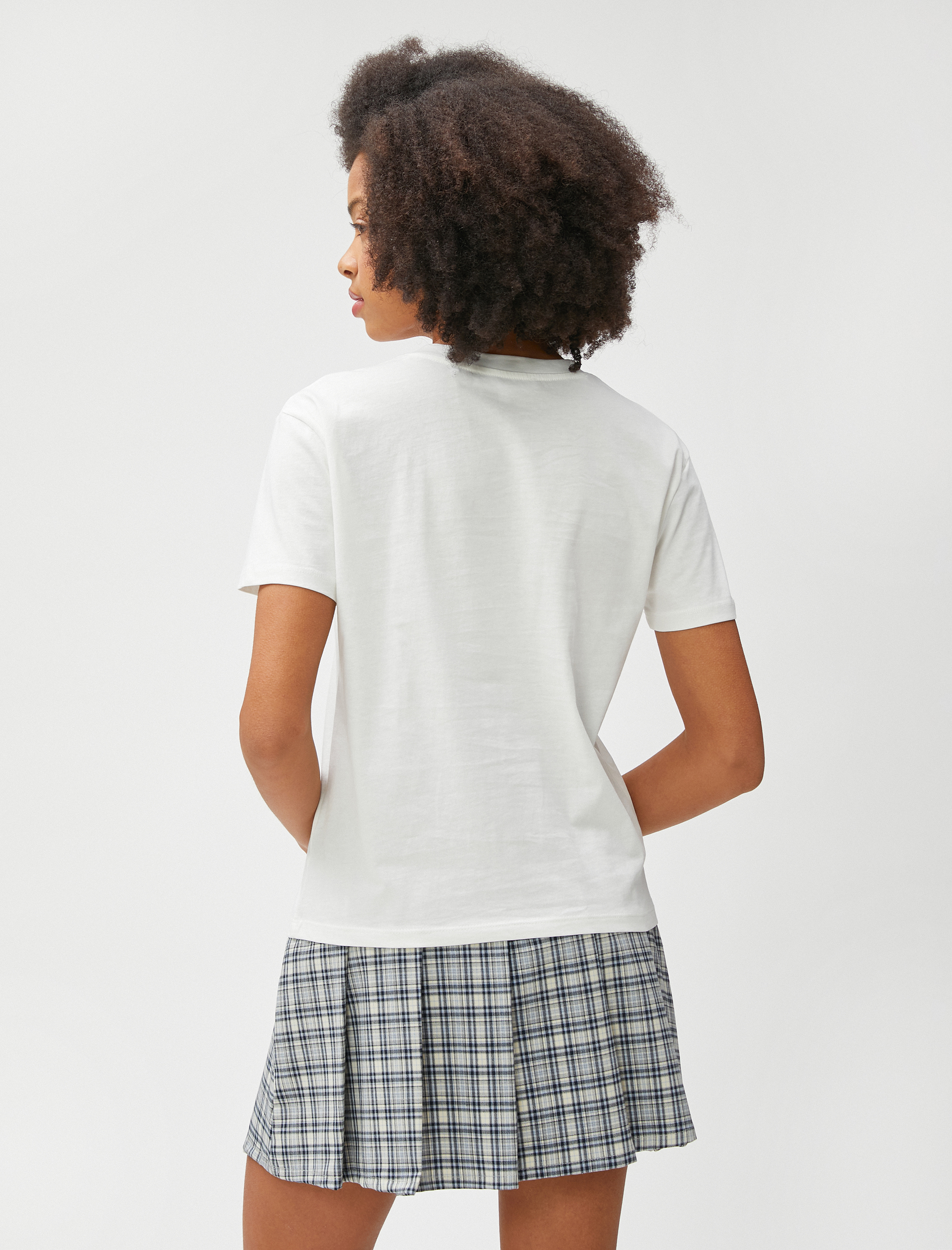   Baskılı Tişört Kısa Kollu Bisiklet Yaka Pamuklu