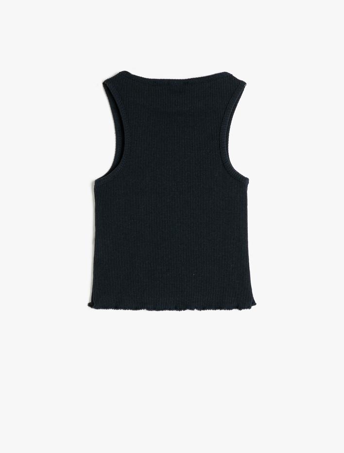 Kız Çocuk Atlet Kolsuz Baskılı Ribanalı Pamuk Karışımlı