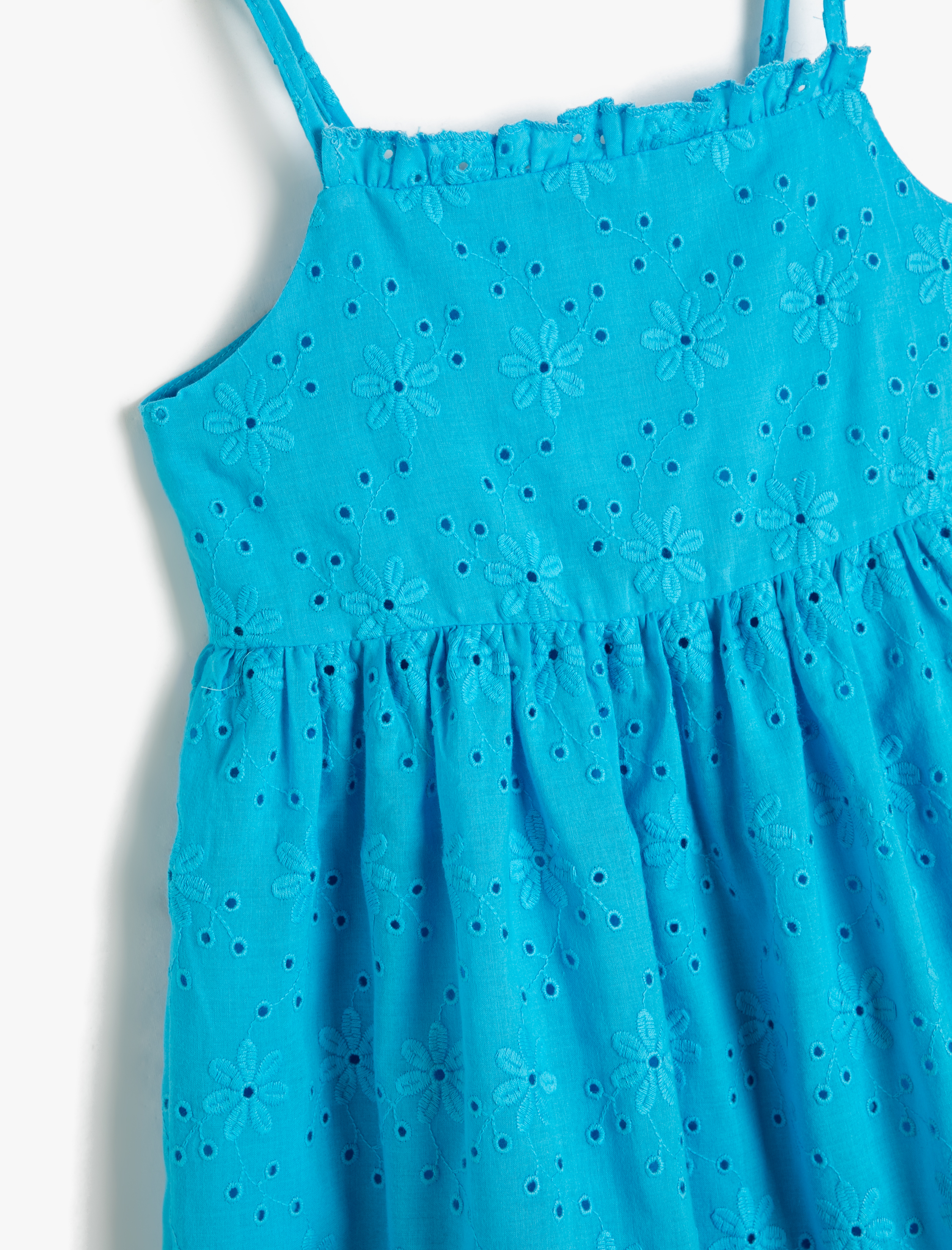  Kız Çocuk Elbise Fistolu Askılı Bol Kalıp Pamuklu