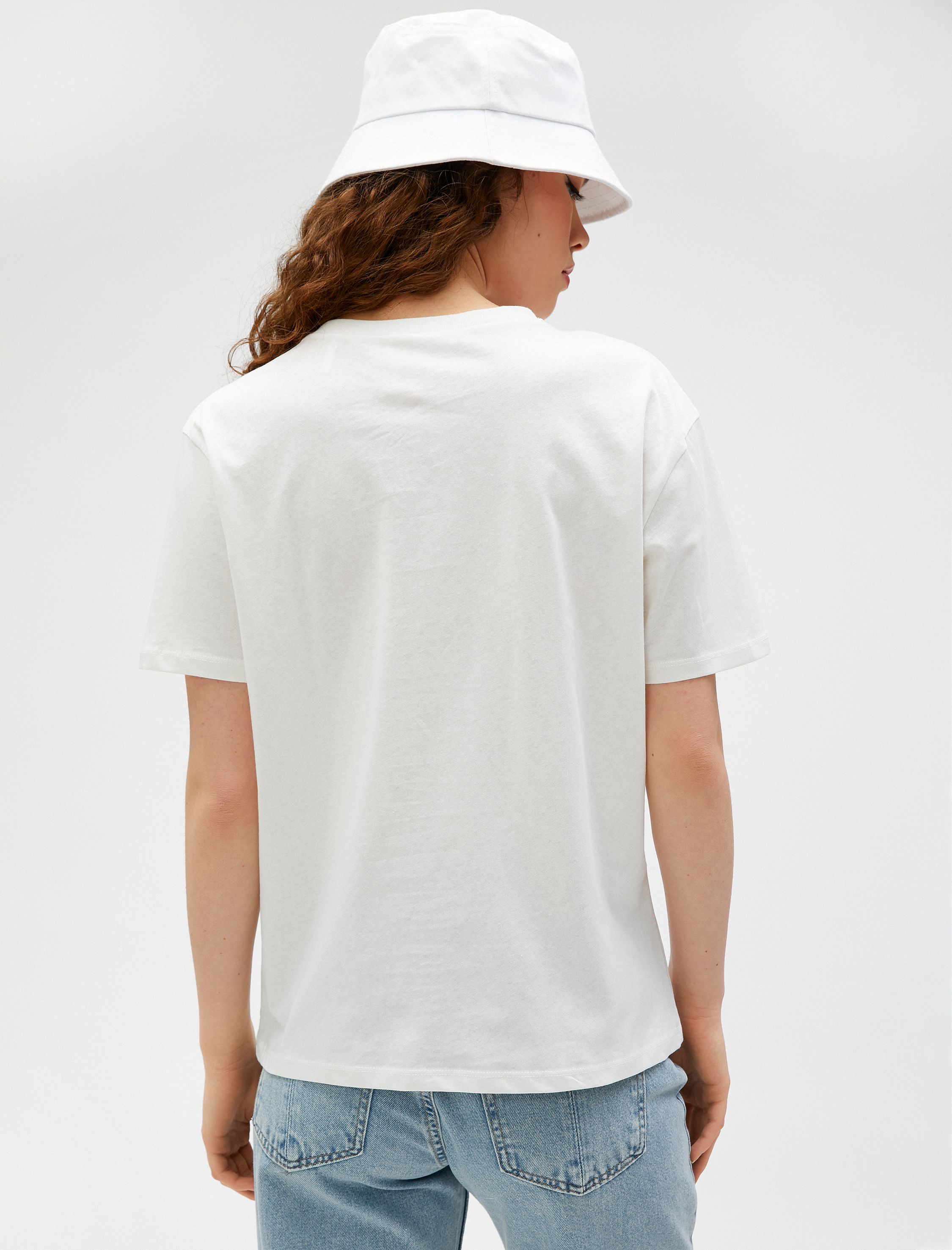   Baskılı Tişört Bisiklet Yaka Kısa Kollu Pamuklu