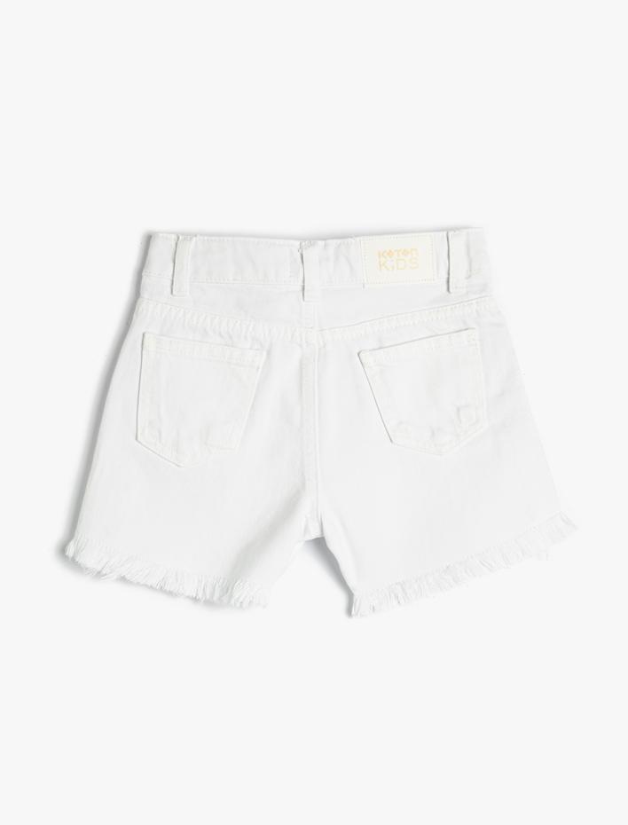 Kız Çocuk Kot Şort Basic Cepli Pamuklu Beli Ayarlanabilir Lastikli