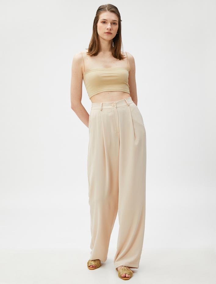  Bol Paça Pileli Pantolon