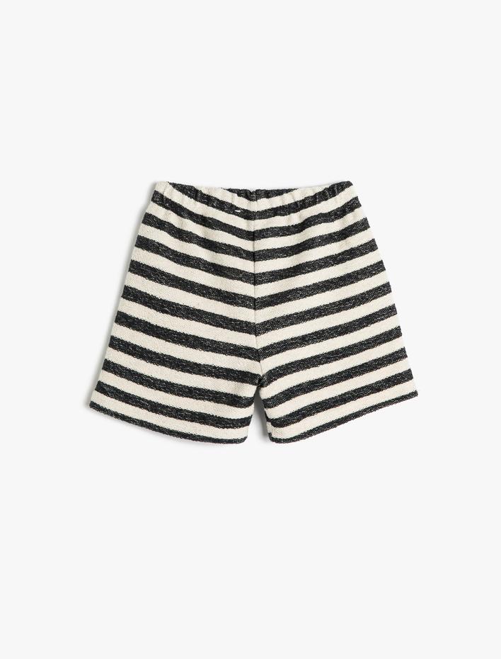 Erkek Bebek Şort Beli Bağlamalı Cepli Pamuklu Dokulu