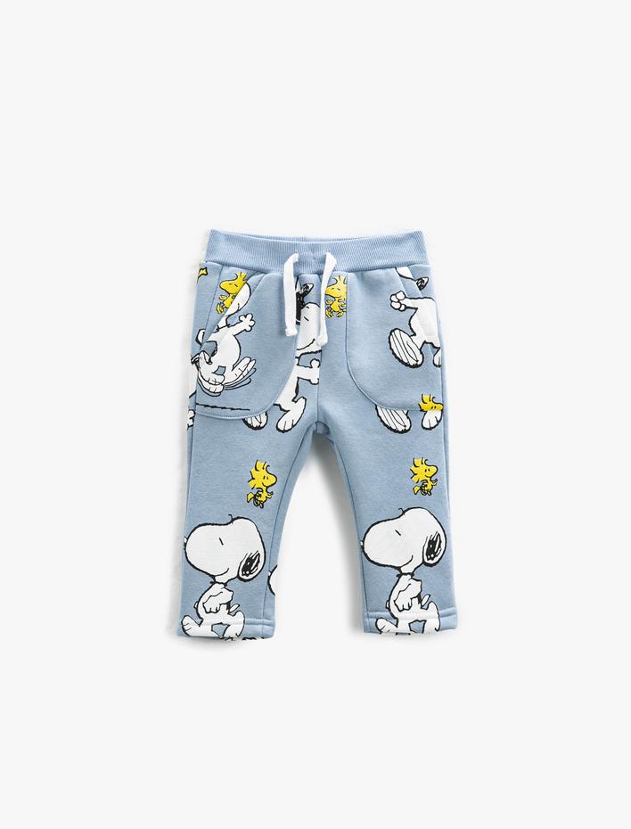 Erkek Bebek Snoopy Eşofman Altı Lisanslı Beli Bağlamalı Cepli Pamuklu