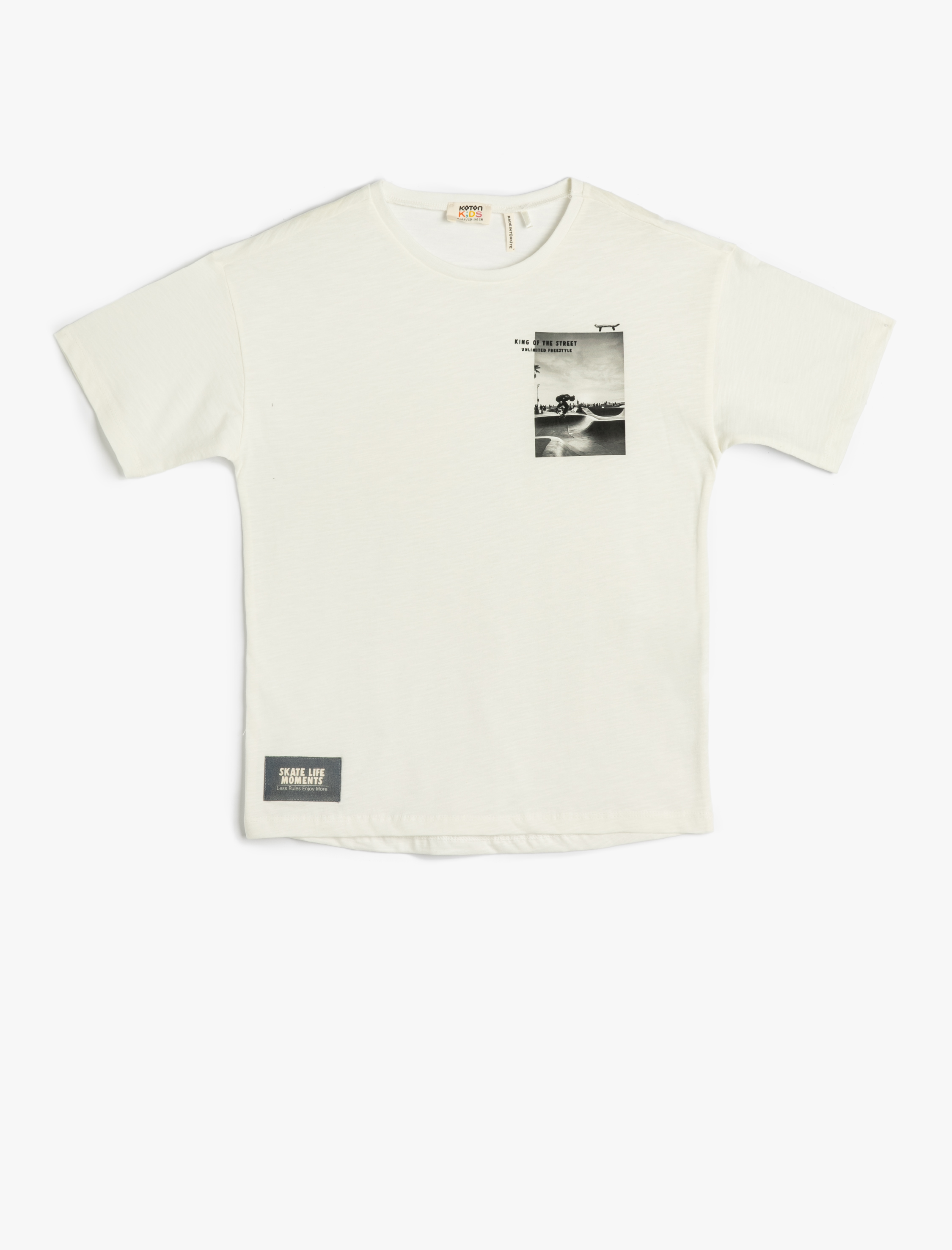  Erkek Çocuk Tişört Kısa Kollu Bisiklet Yaka Baskılı Pamuklu