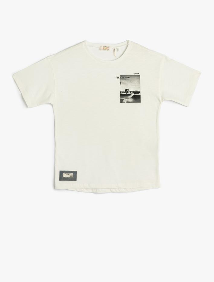 Erkek Çocuk Tişört Kısa Kollu Bisiklet Yaka Baskılı Pamuklu