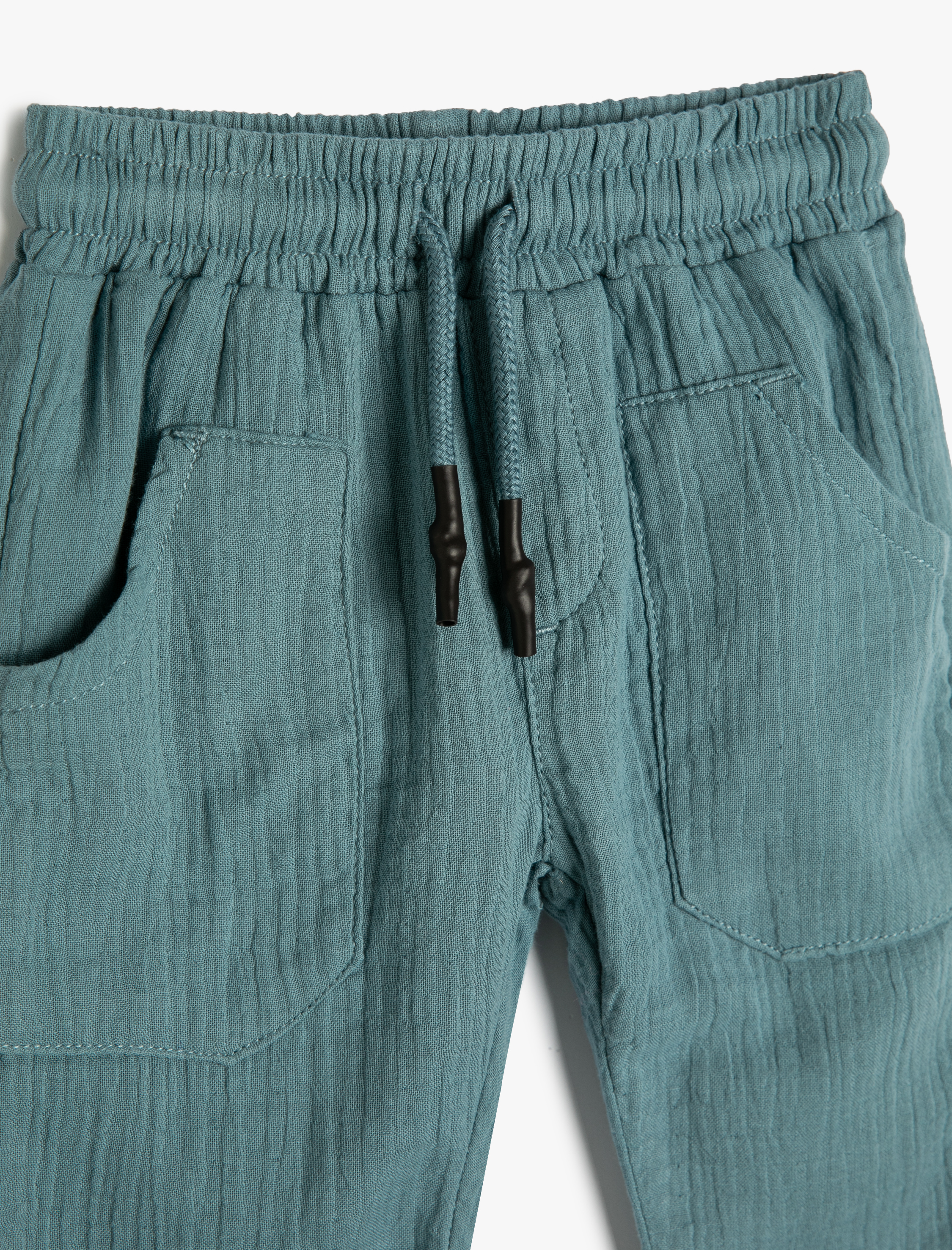  Erkek Bebek Pantolon Beli Bağlamalı Cepli Pamuklu Müslin Kumaş