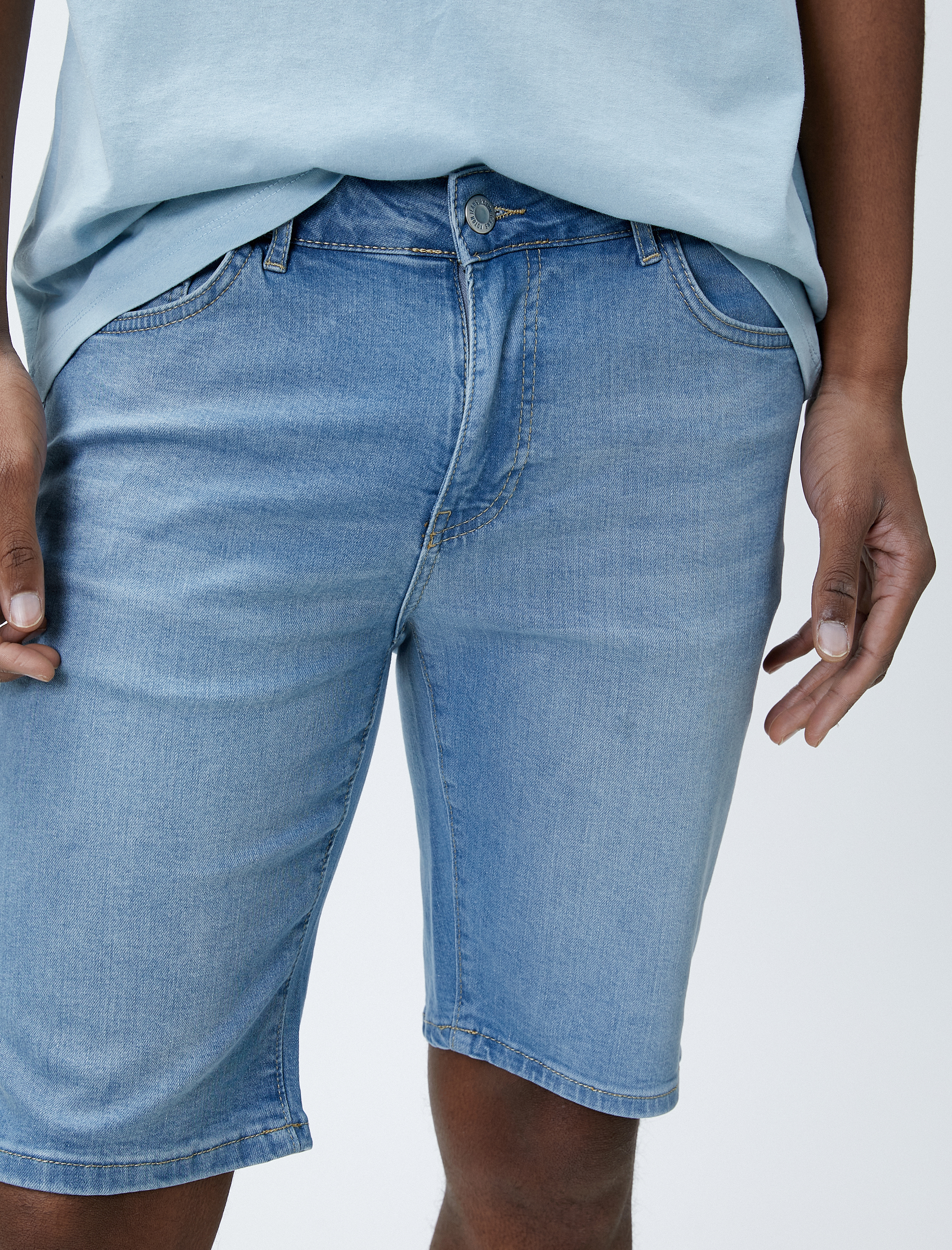   Kot Şort Düğmeli Cep Detaylı Pamuklu