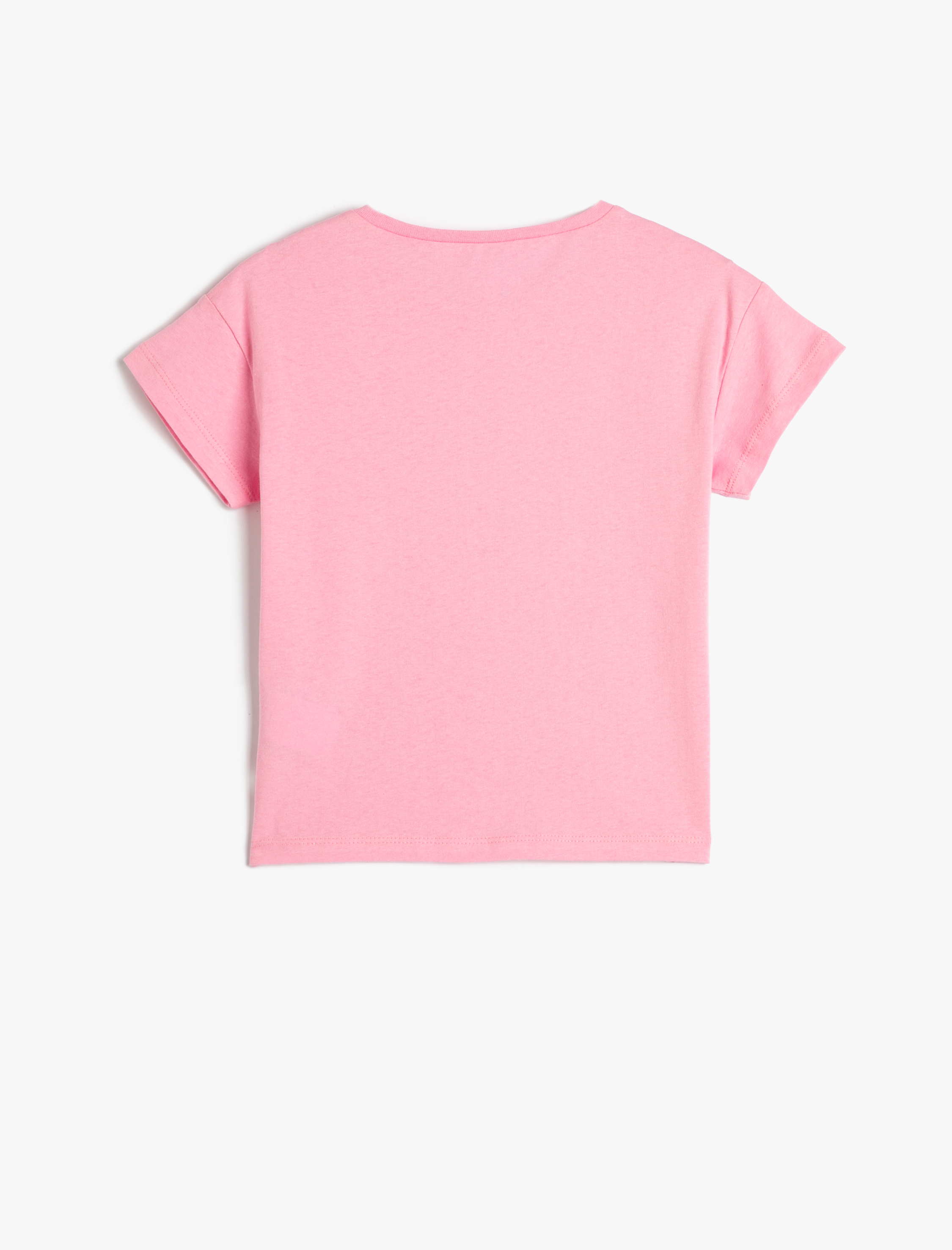  Kız Çocuk Tişört Kısa Kollu Bisiklet Yaka Ayıcık Baskılı Pamuklu