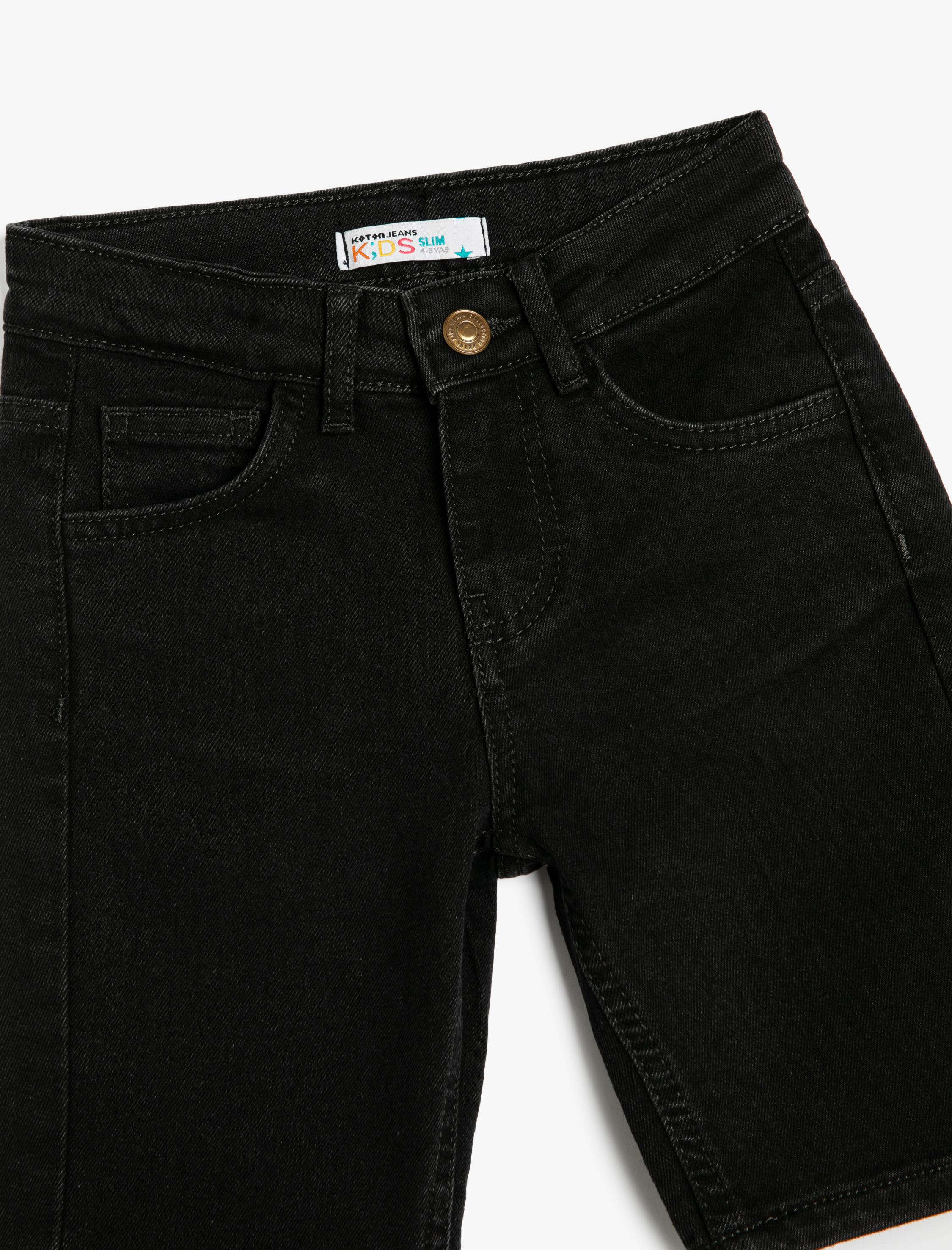  Erkek Çocuk Kot Şort Cepli Pamuklu - Straight Jean Beli Ayarlanabilir Lastikli