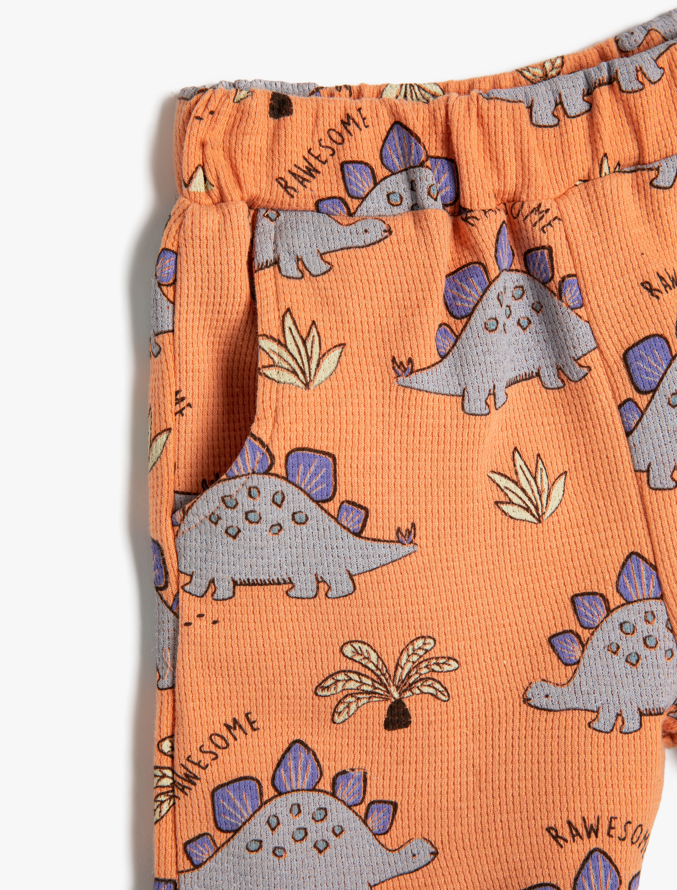  Erkek Bebek Şort Dinozor Baskılı Beli Lastikli Pamuklu