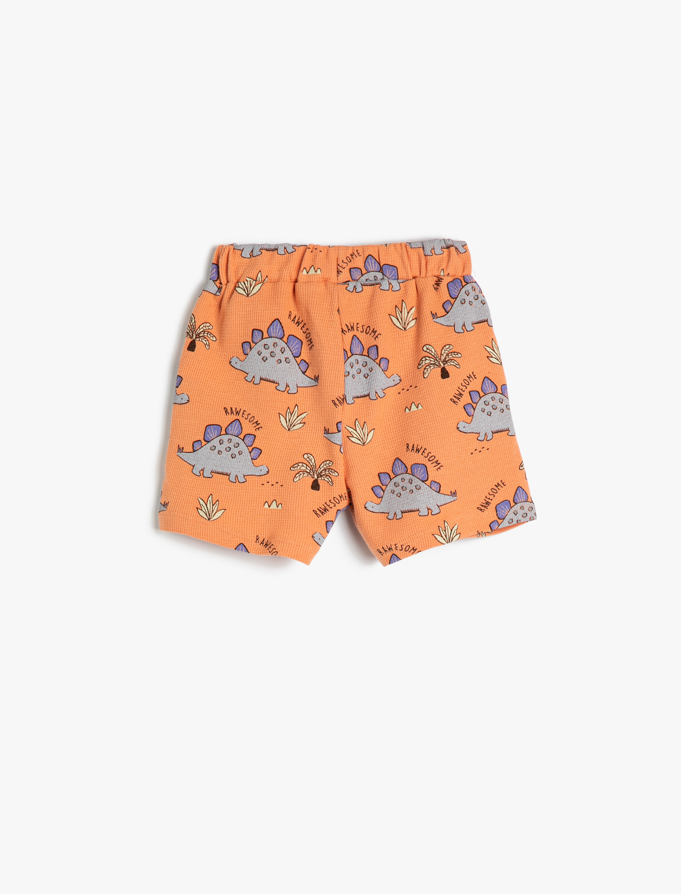 Erkek Bebek Şort Dinozor Baskılı Beli Lastikli Pamuklu