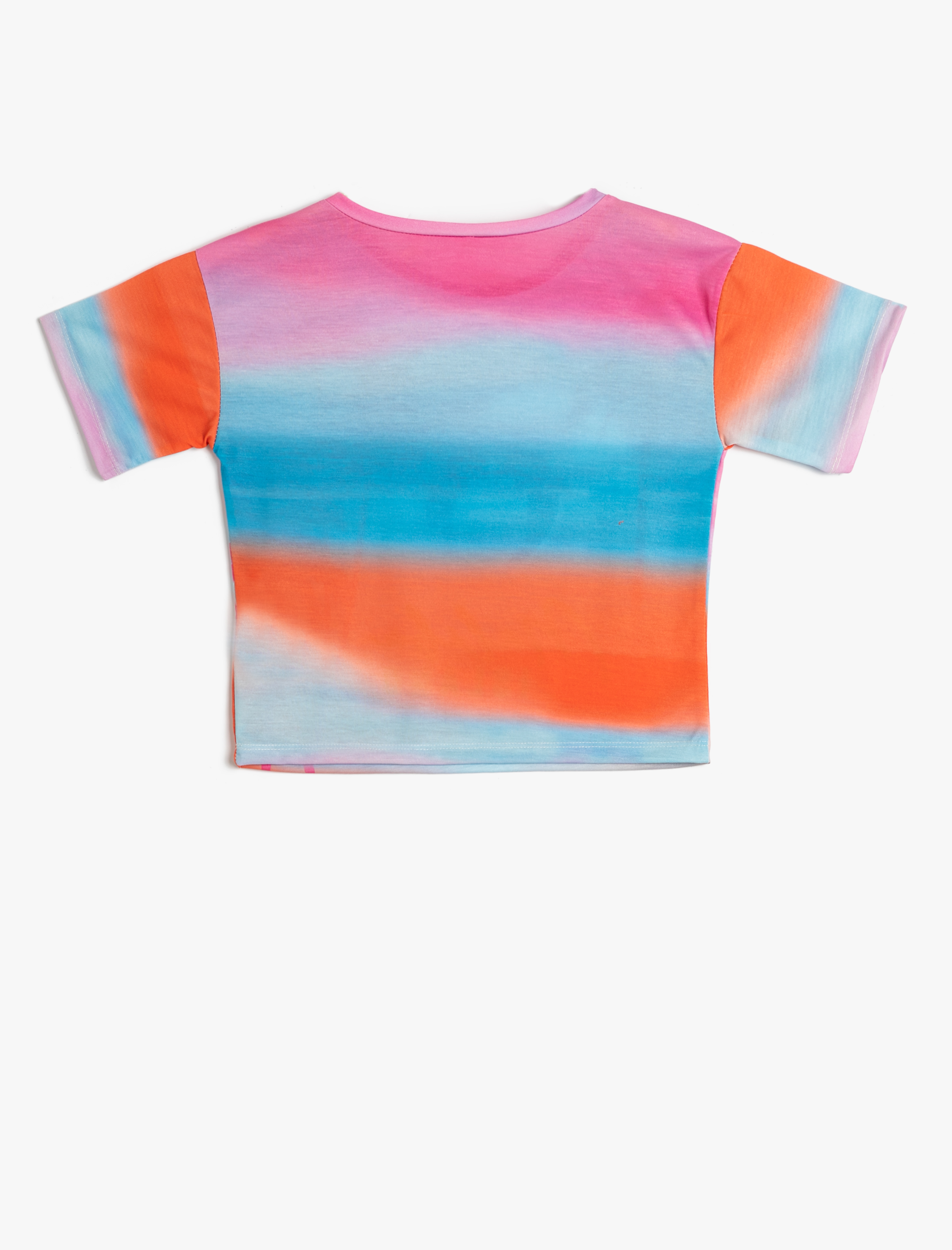  Kız Çocuk Tişört Kısa Kollu Bisiklet Yaka Degrade Baskılı