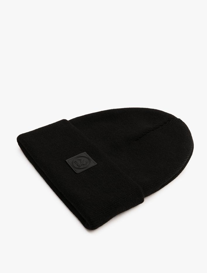 Erkek Basic Bere Manzara Etiket Baskılı Katlama Detaylı