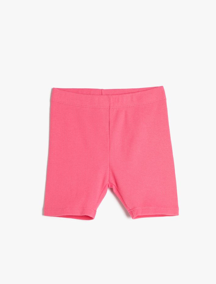 Kız Çocuk Biker Tayt Beli Lastikli Fitilli Pamuklu