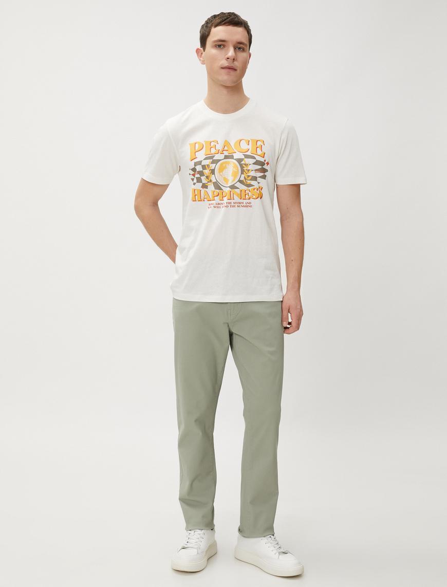   Basic Gabardin Pantolon Beş Cepli Düz Kesim Düğmeli Pamuklu