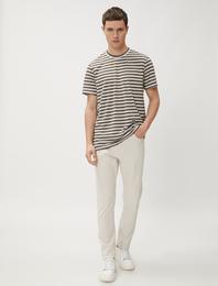 Basic Gabardin Pantolon Beş Cepli Düz Kesim Düğmeli Pamuklu