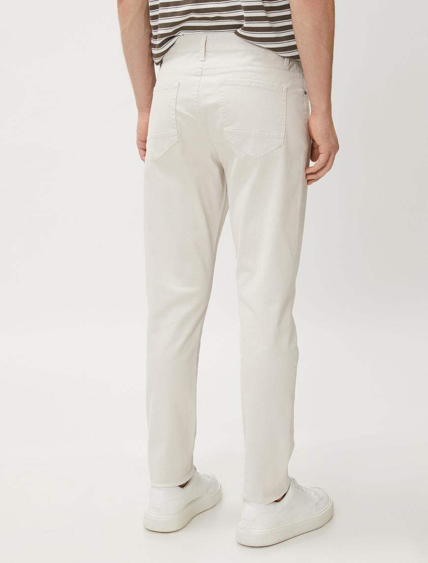   Basic Gabardin Pantolon Beş Cepli Düz Kesim Düğmeli Pamuklu