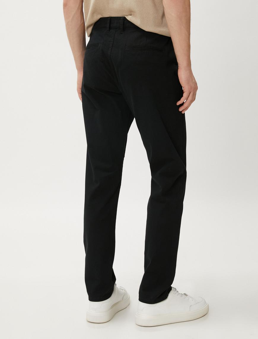   Basic Gabardin Pantolon Cep Detaylı Düz Kesim Düğmeli Pamuklu
