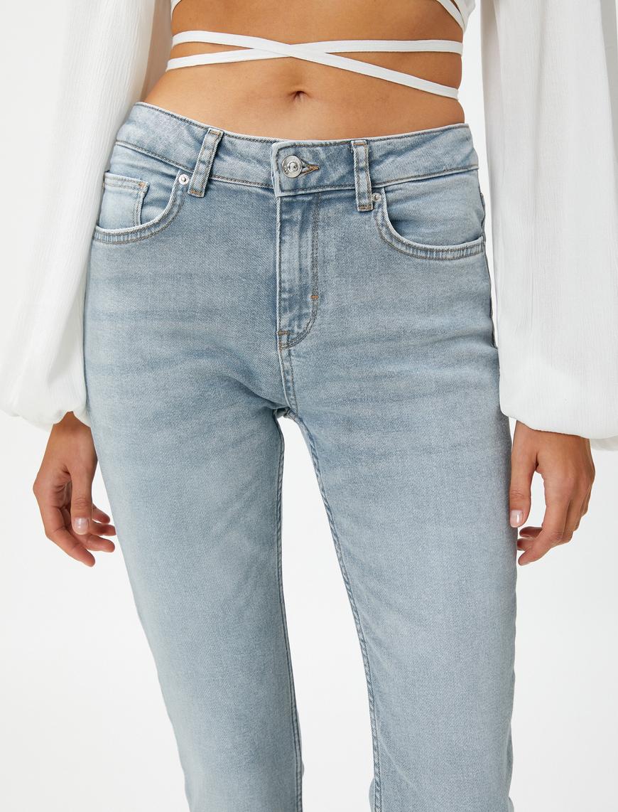   Dar Paça Kot Pantolon Normal Bel Dar Kesim - Kate Jean