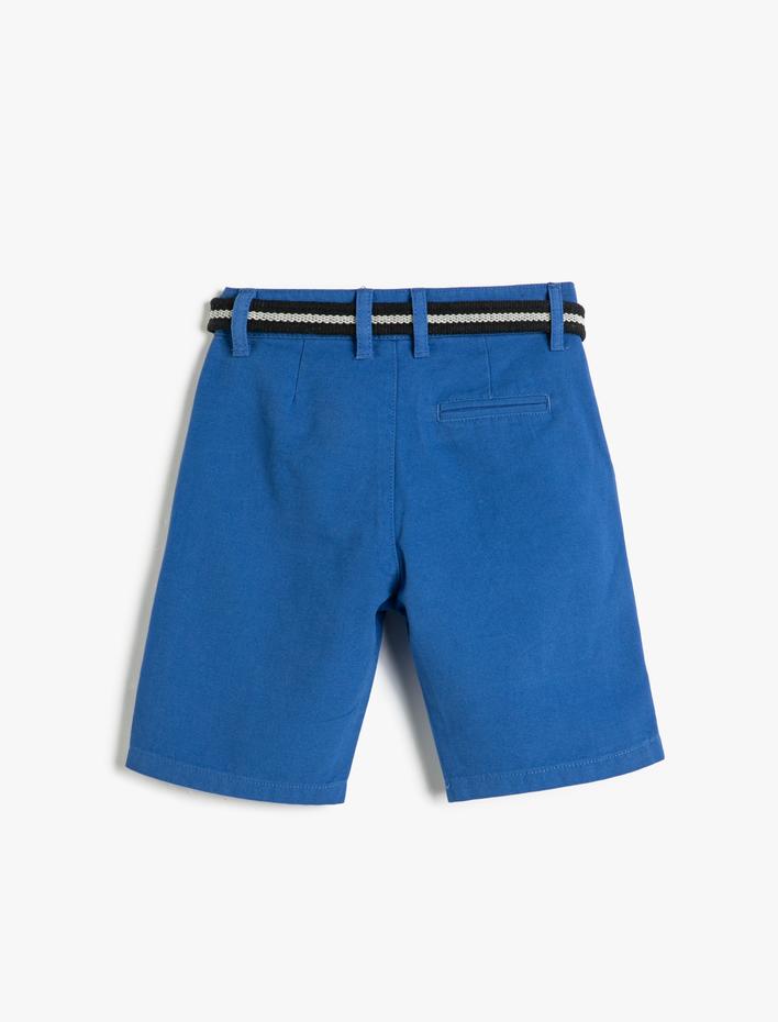 Erkek Çocuk Chino Şort Kemer Detaylı Cepli Pamuklu
