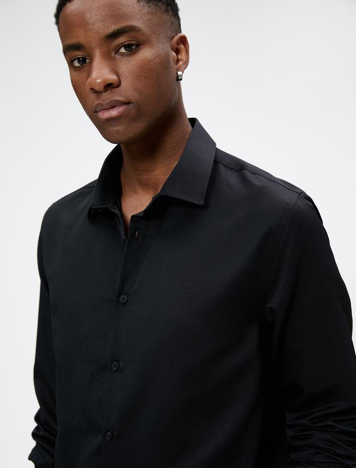  Spor Gömlek Slim Fit Klasik Yaka Uzun Kollu Non Iron