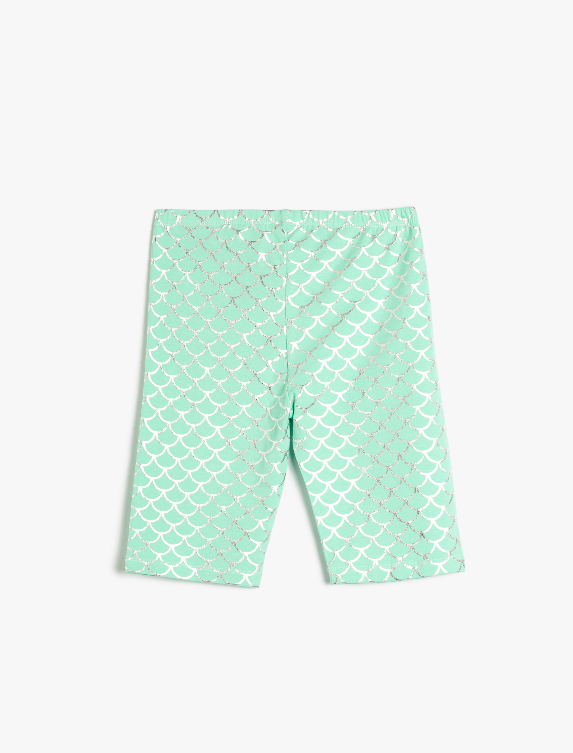  Kız Çocuk Biker Tayt Parıltılı Baskılı Beli Lastikli Pamuklu