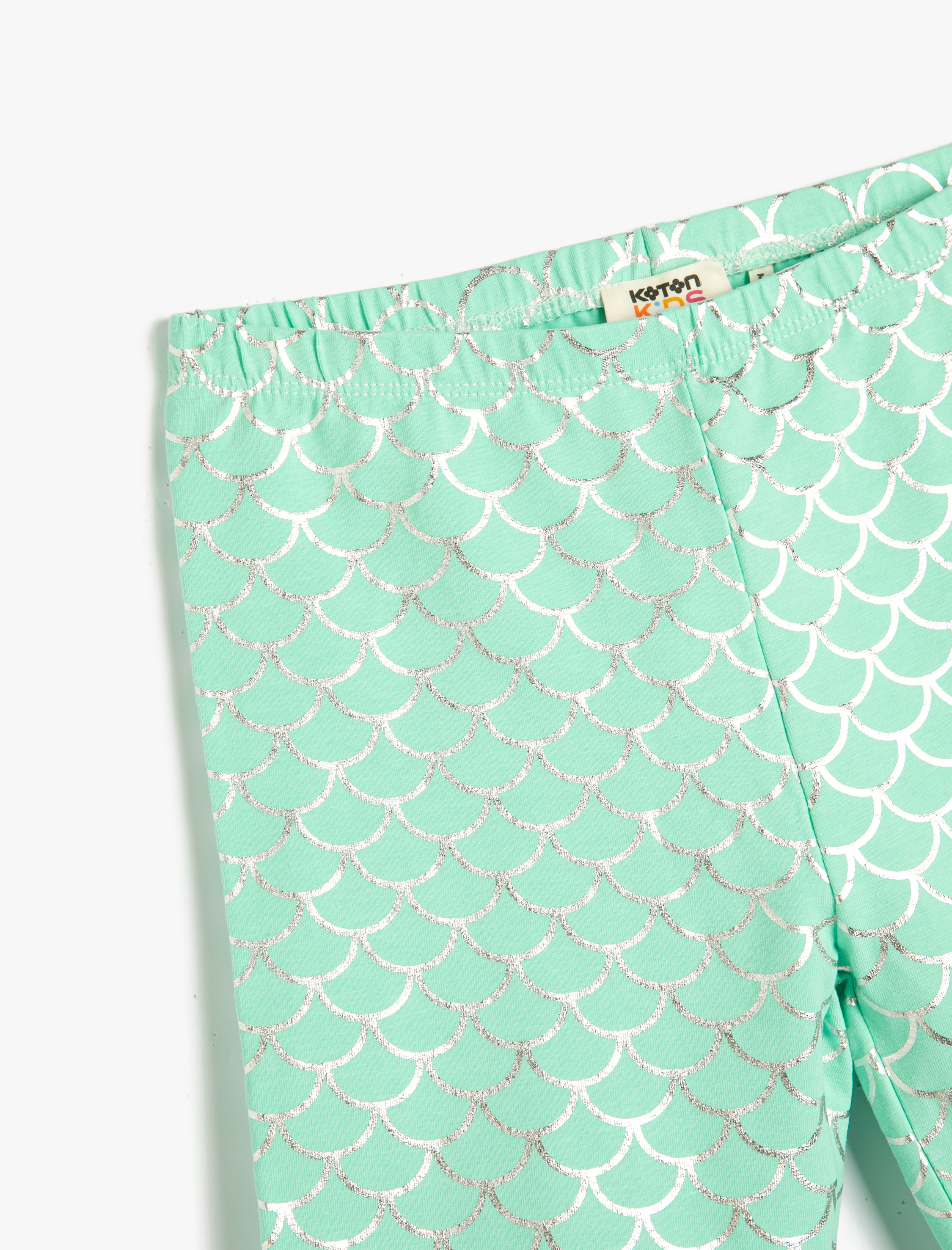  Kız Çocuk Biker Tayt Parıltılı Baskılı Beli Lastikli Pamuklu