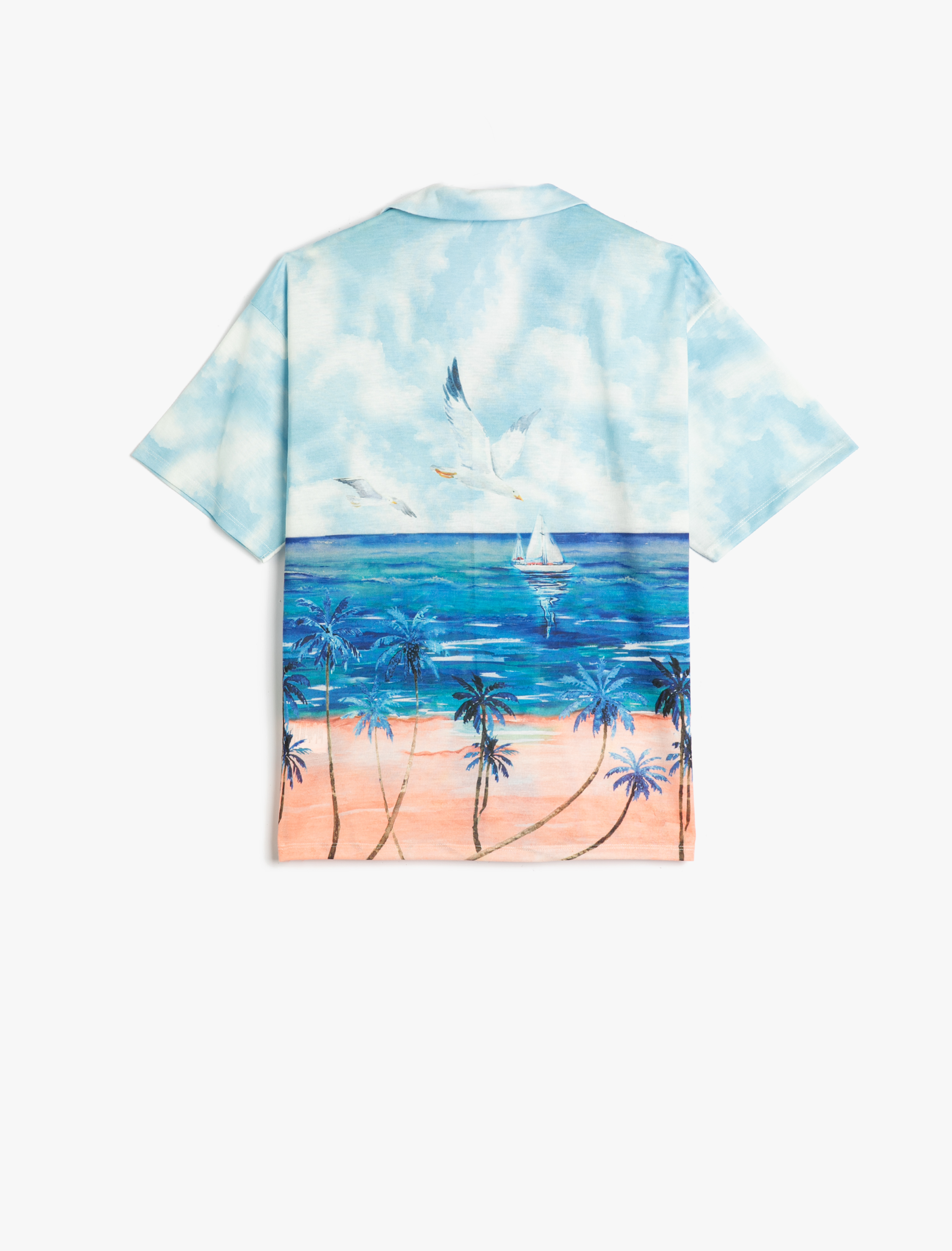 Erkek Çocuk Gömlek Kısa Kollu Cepli Yaz Temalı Baskılı