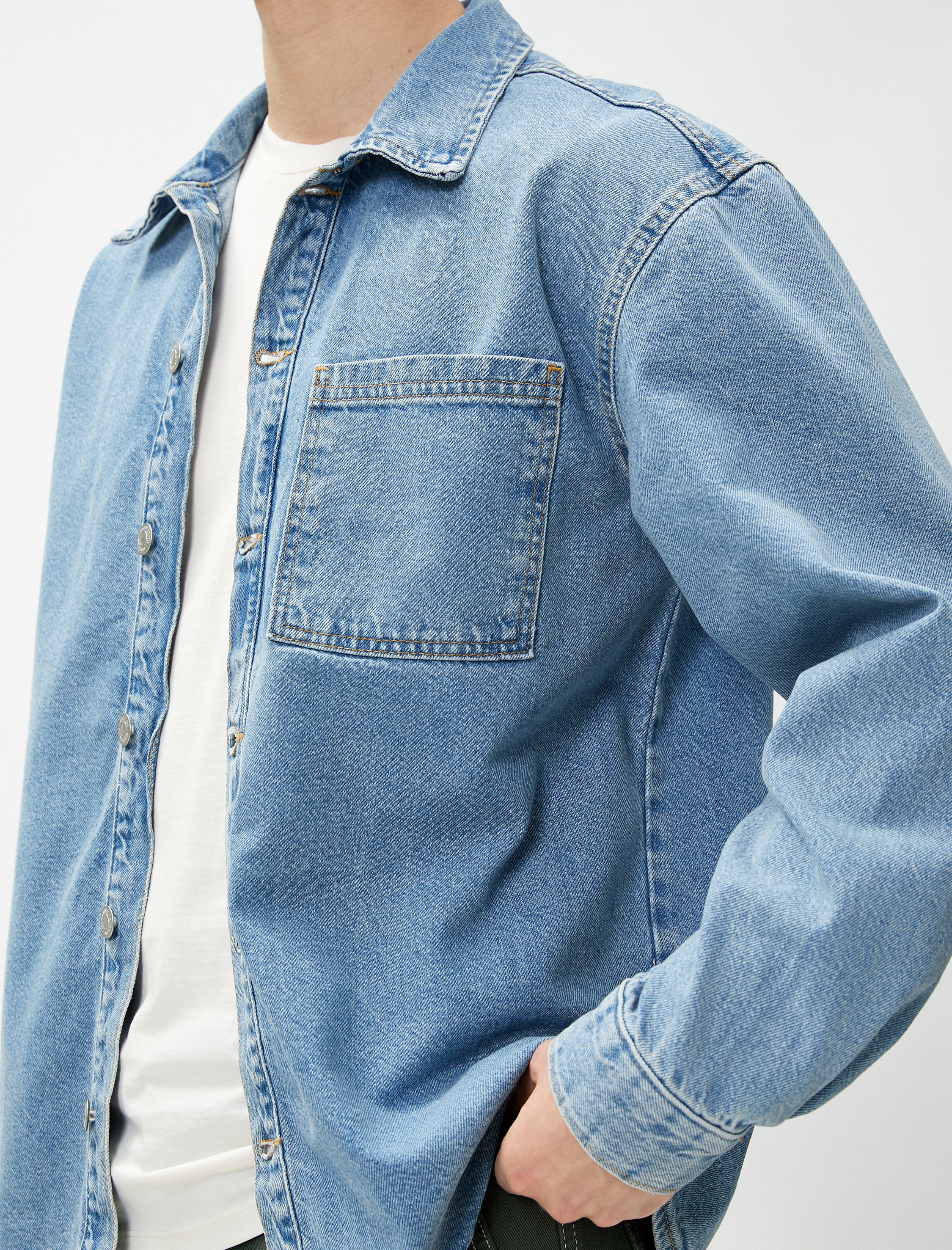   Kot Ceket Basic Klasik Yaka Düğmeli Cep Detaylı