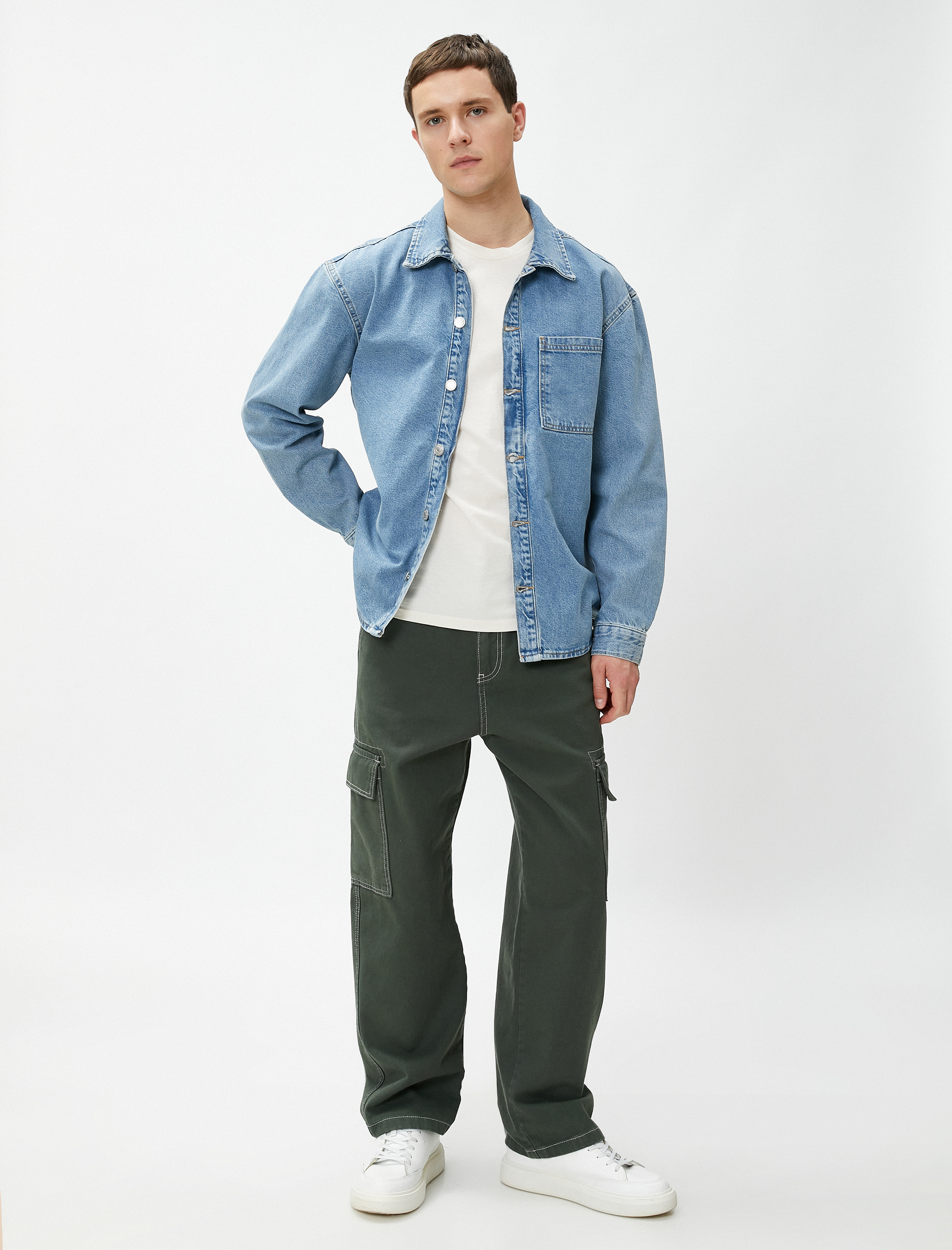   Kot Ceket Basic Klasik Yaka Düğmeli Cep Detaylı