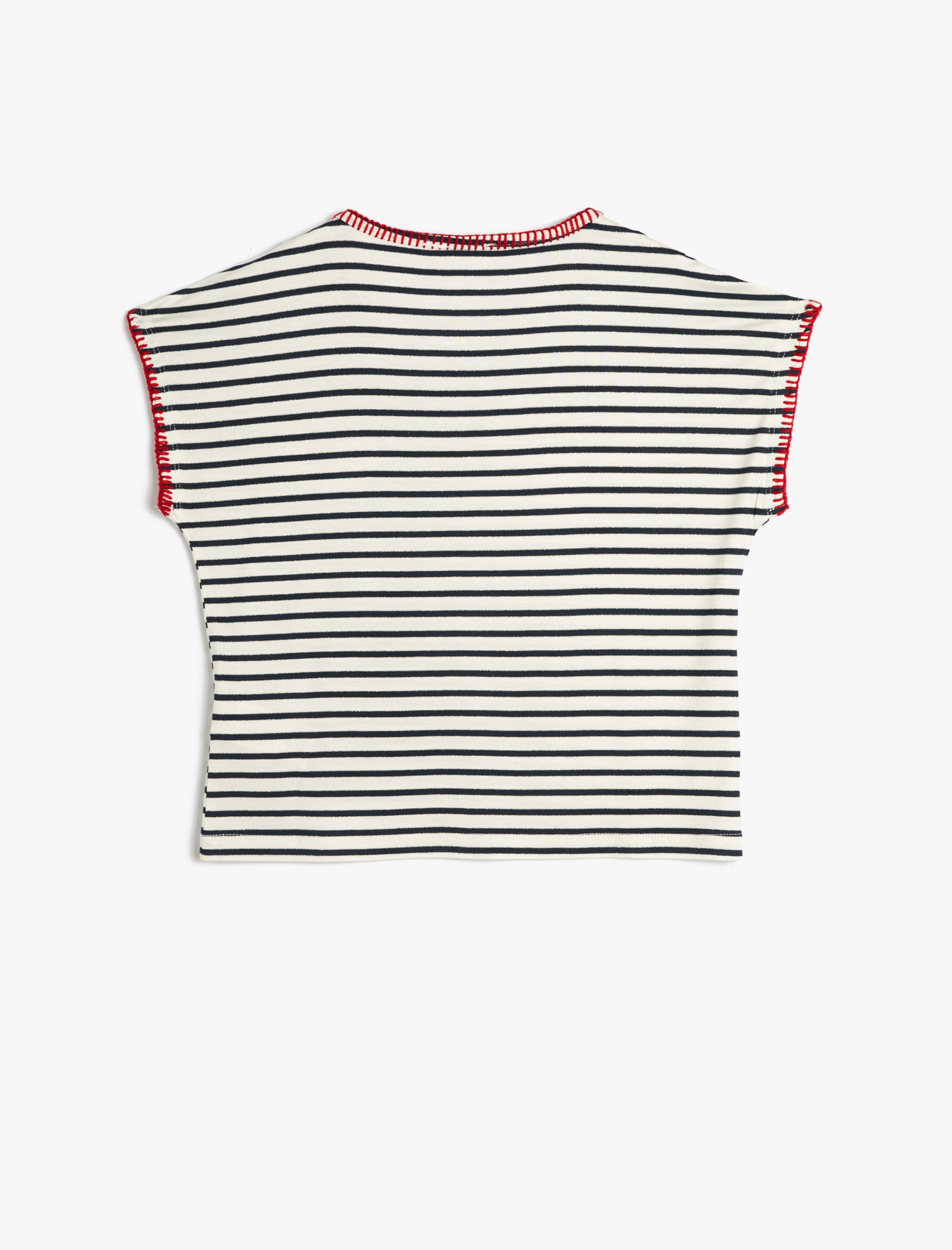  Kız Çocuk Tişört Bisiklet Yaka Kısa Kollu Balık Aplike Detaylı