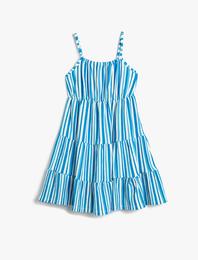 Elbise İnce Askılı Katlı Fırfırlı