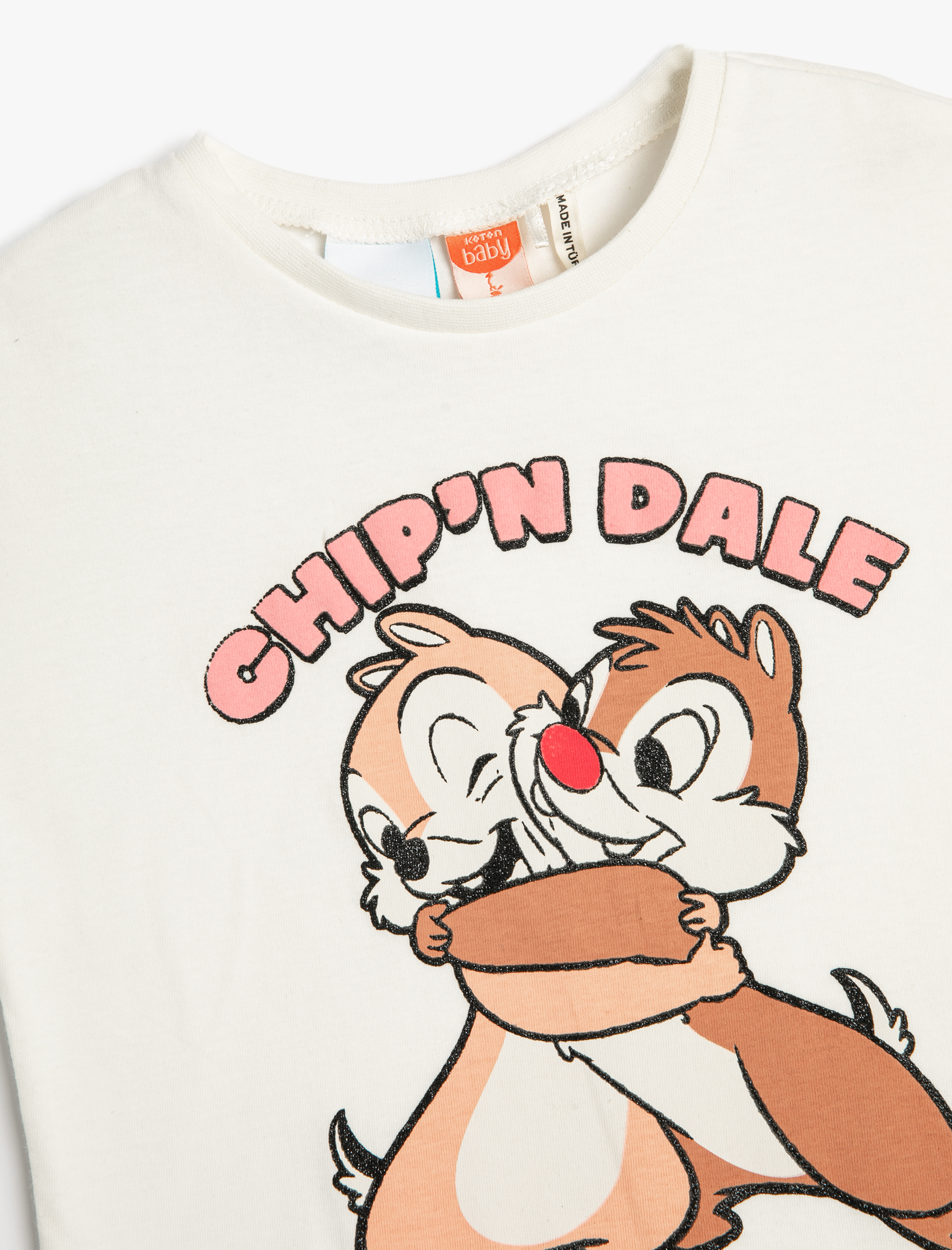  Kız Bebek Chip ve Dale Tişört Lisanslı Kısa Kollu Bisiklet Yaka Pamuklu