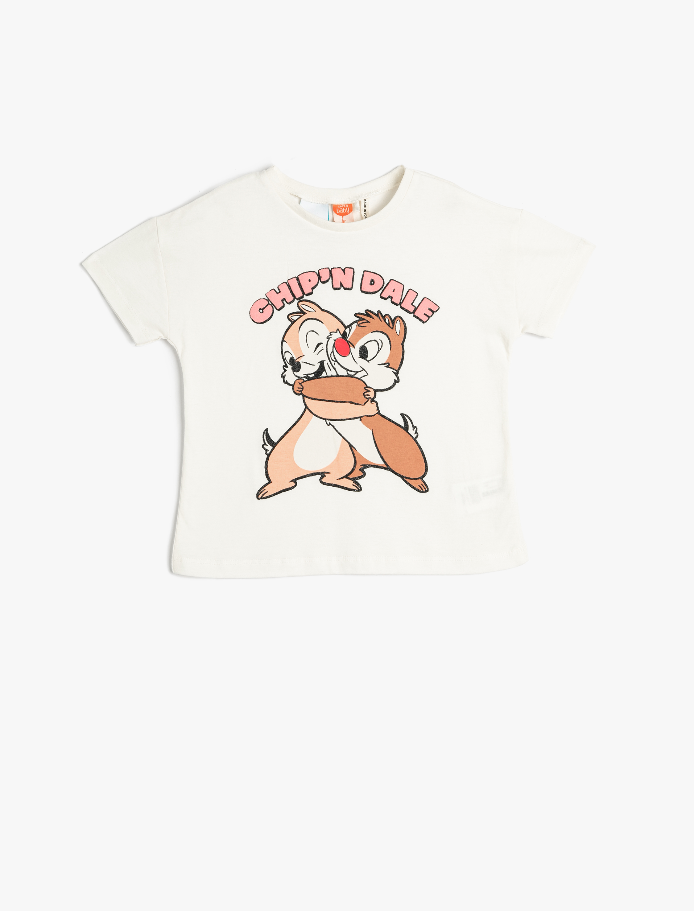  Kız Bebek Chip ve Dale Tişört Lisanslı Kısa Kollu Bisiklet Yaka Pamuklu