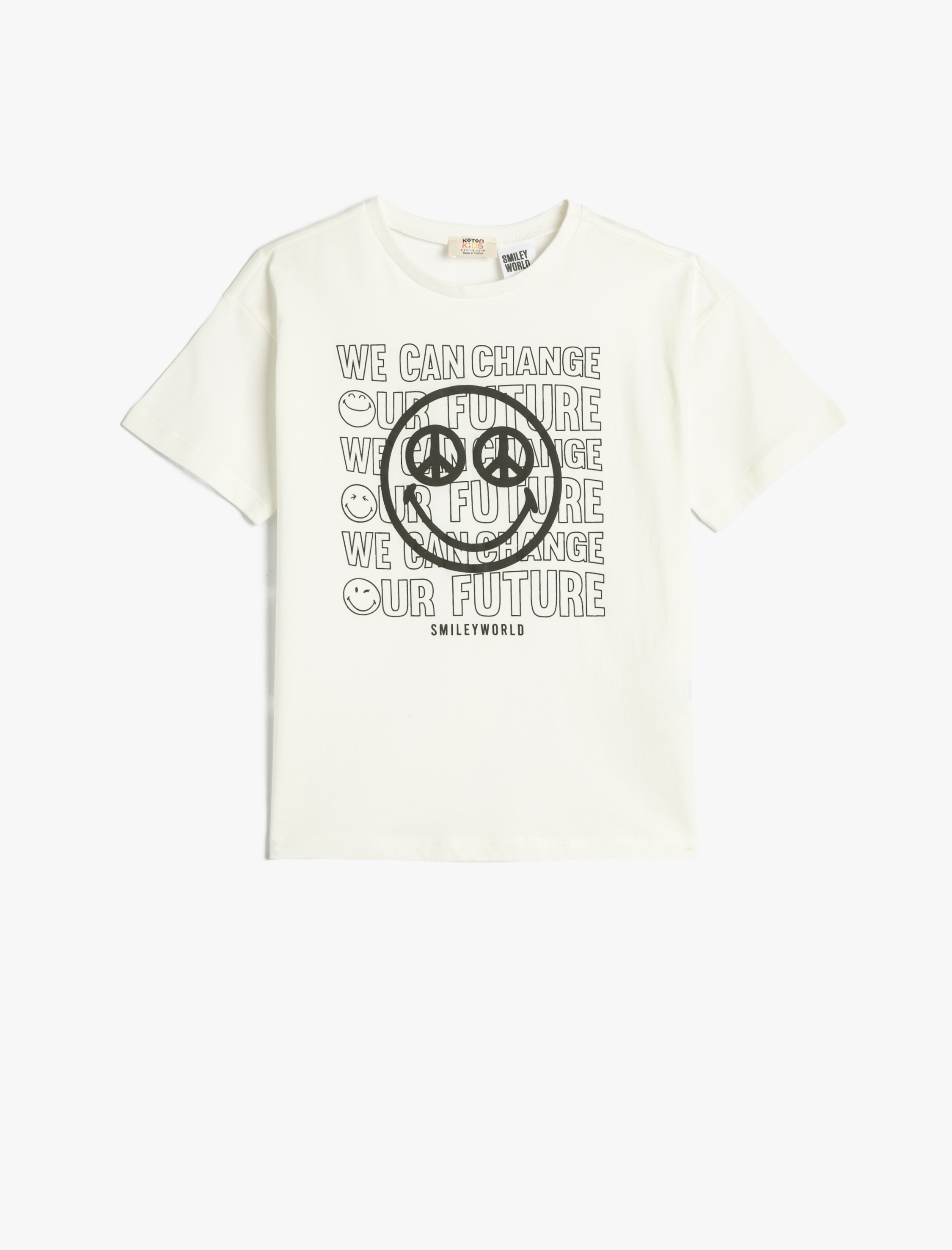  Erkek Çocuk SmileyWorld® Tişört Lisanslı Kısa Kollu Bisiklet Yaka Pamuklu