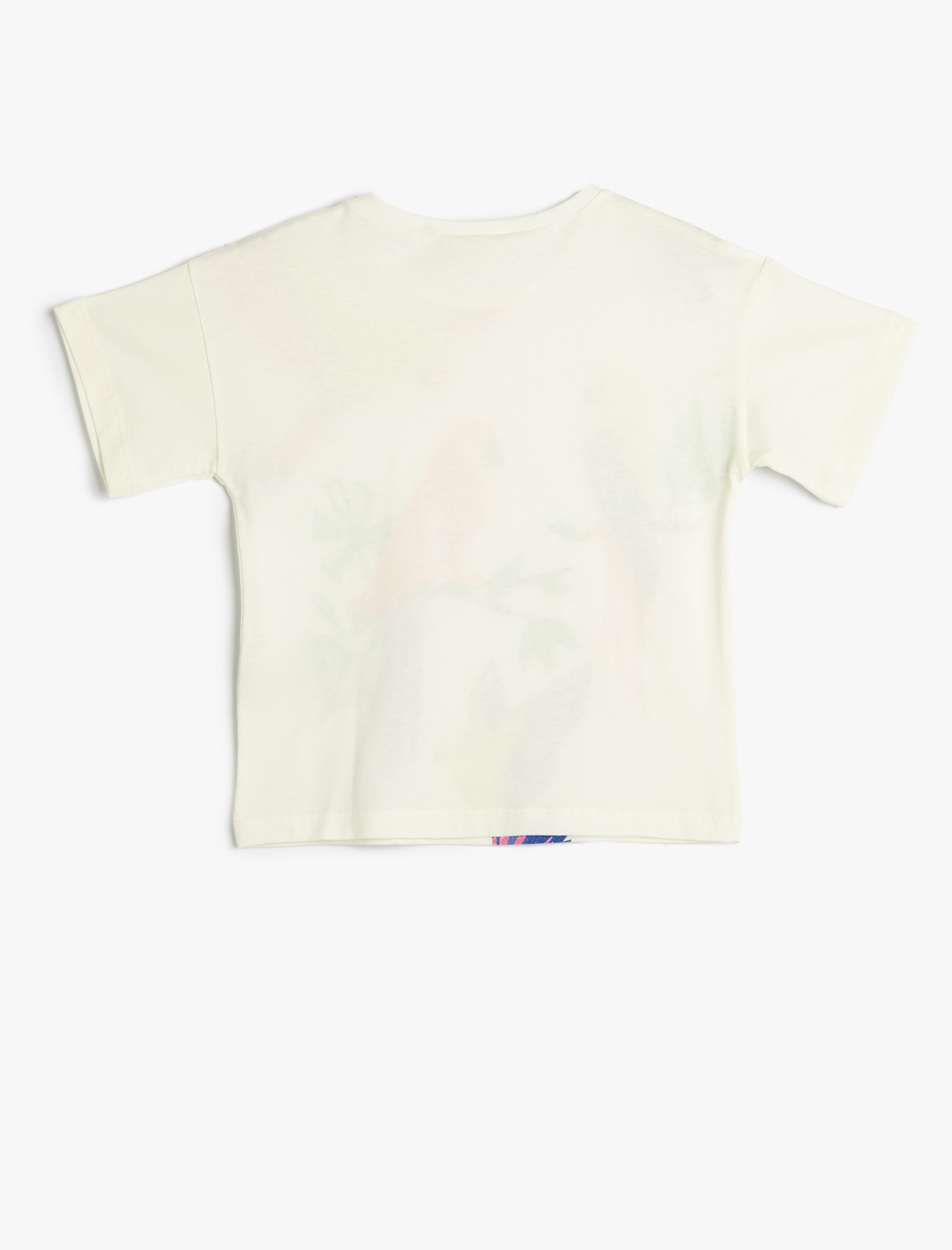  Kız Çocuk Tişört Papağan Baskılı Kısa Kollu Bisiklet Yaka Pamuklu