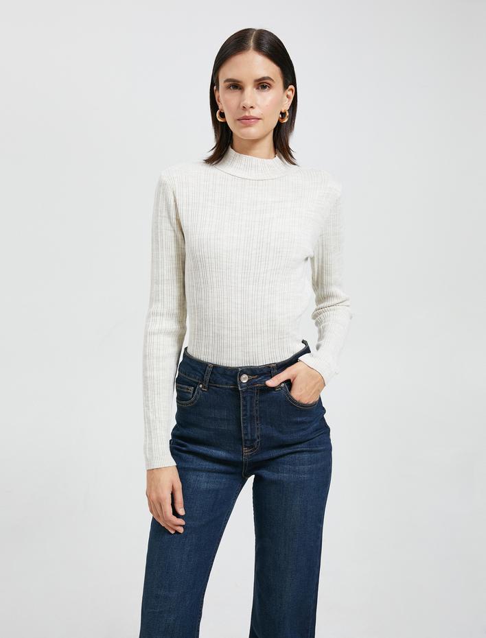  Ribanalı Triko Kazak Yarım Balıkçı Yaka