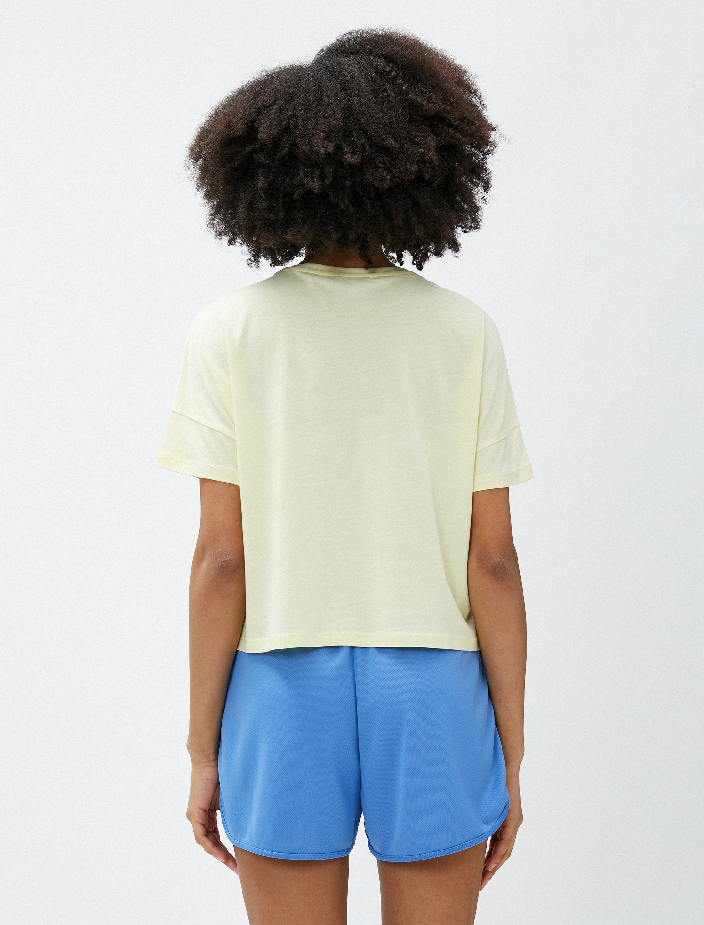 Crop Yoga Tişört Baskılı Modal Karışımlı