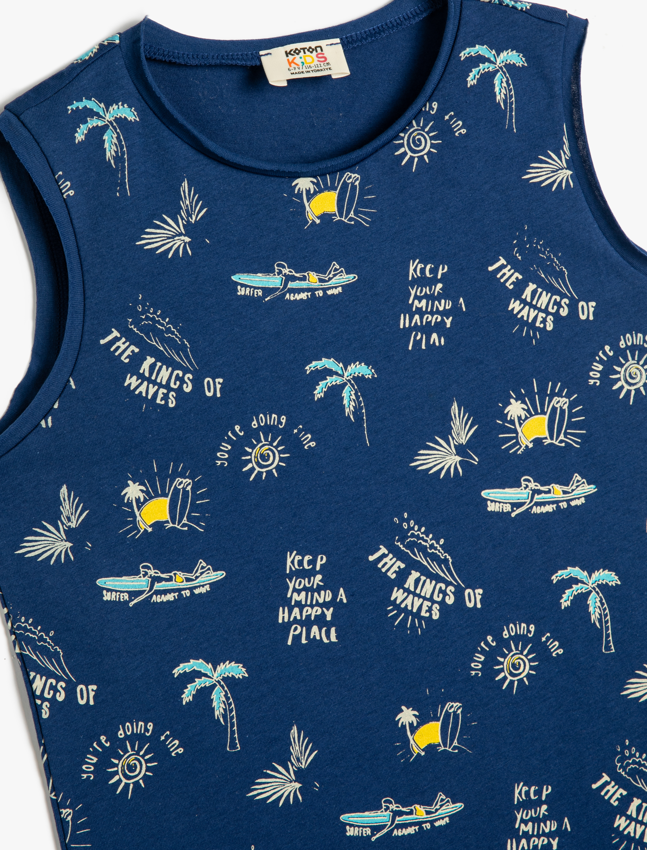  Erkek Çocuk Atlet Pamuklu Baskılı Yuvarlak Yaka