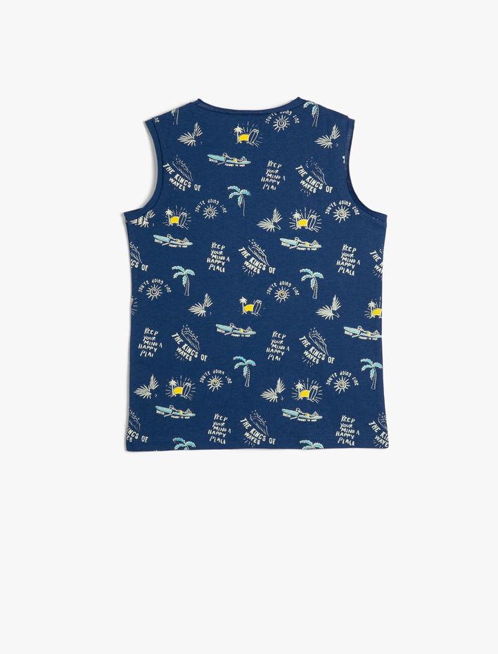 Erkek Çocuk Atlet Pamuklu Baskılı Yuvarlak Yaka