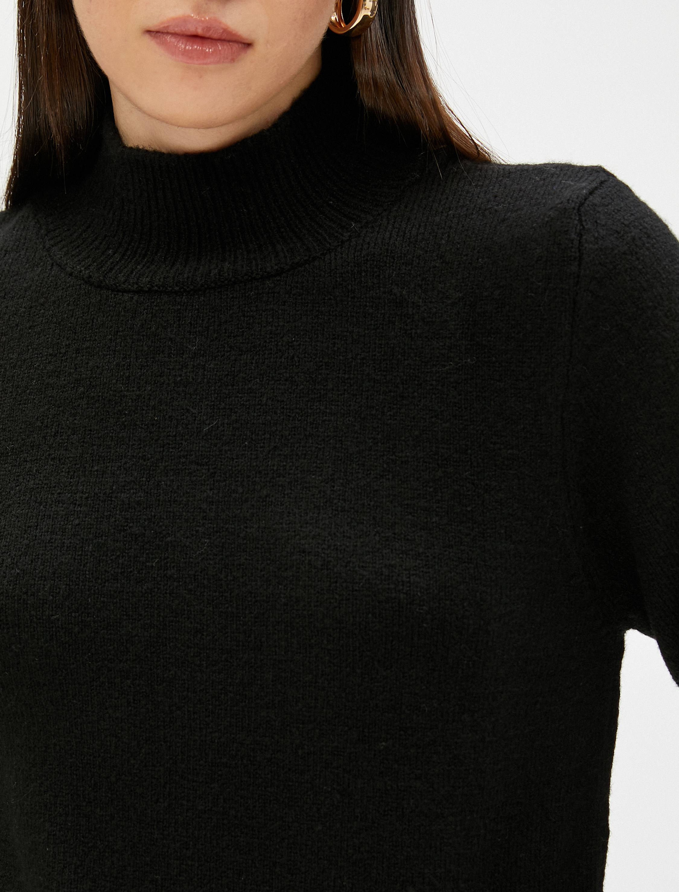   Dik Yaka Triko Kazak Uzun Kollu