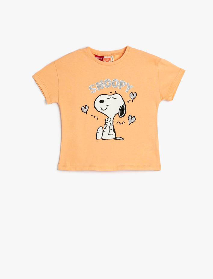 Kız Bebek Snoopy Tişört Lisanslı Kısa Kollu Bisiklet Yaka Pamuklu