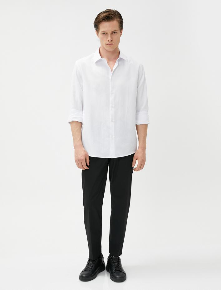  Basic Gömlek Klasik Manşet Yaka Uzun Kollu Düğmeli Non Iron