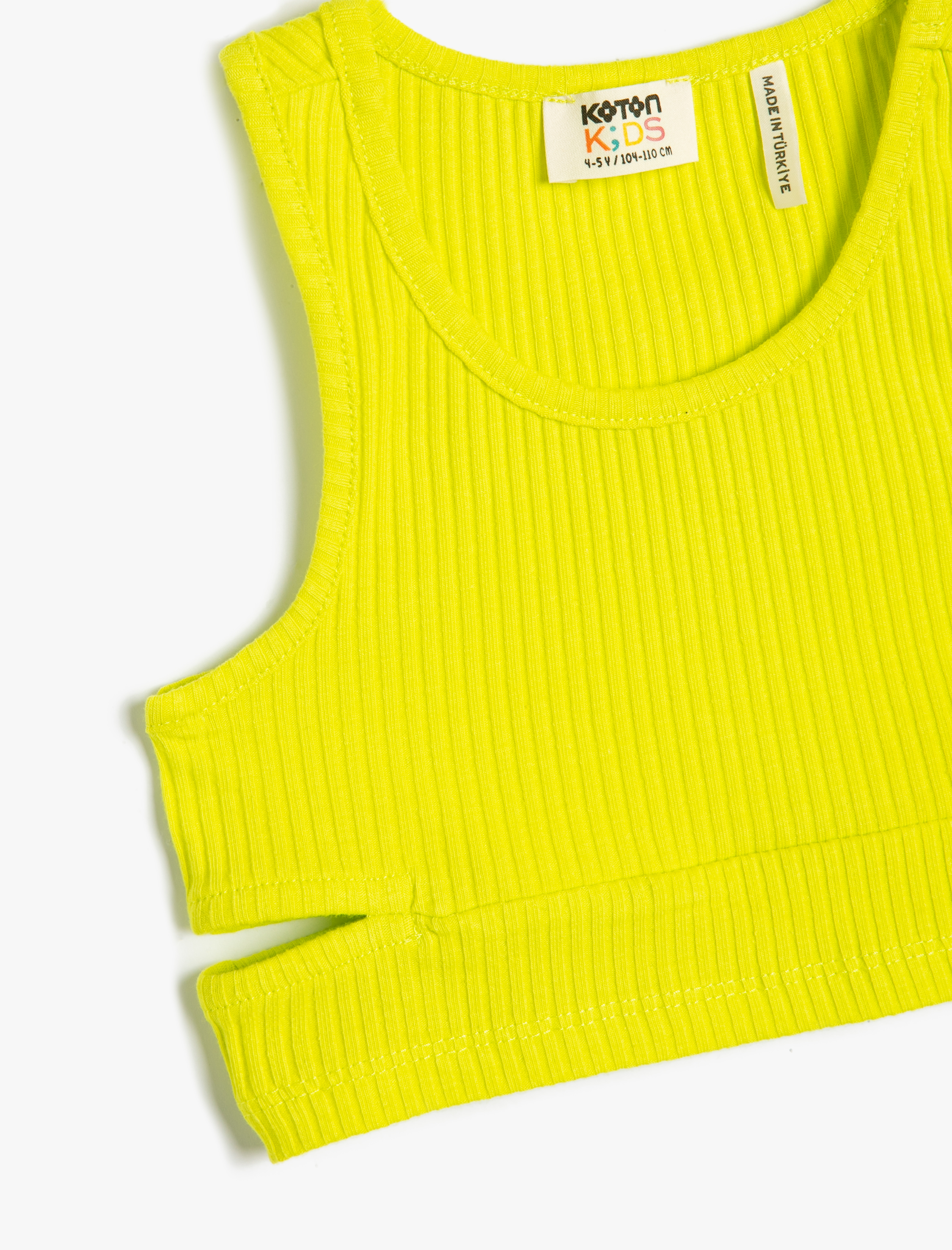  Kız Çocuk Crop Üst Kolsuz Pencere Detaylı Pamuklu